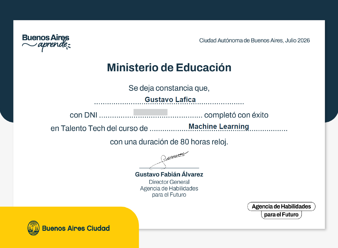 Certificado Machine Learning 2026
